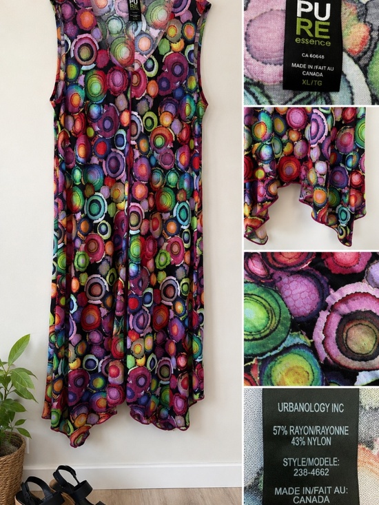 Pure Essence Dresses & Skirts - Pure Essence Colourful Abstract Dress XL Made in Canada Artsy Boutique Style